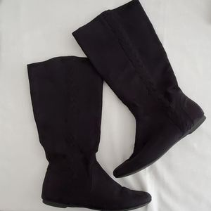 Fergalicious mid calf black zip up flat boots